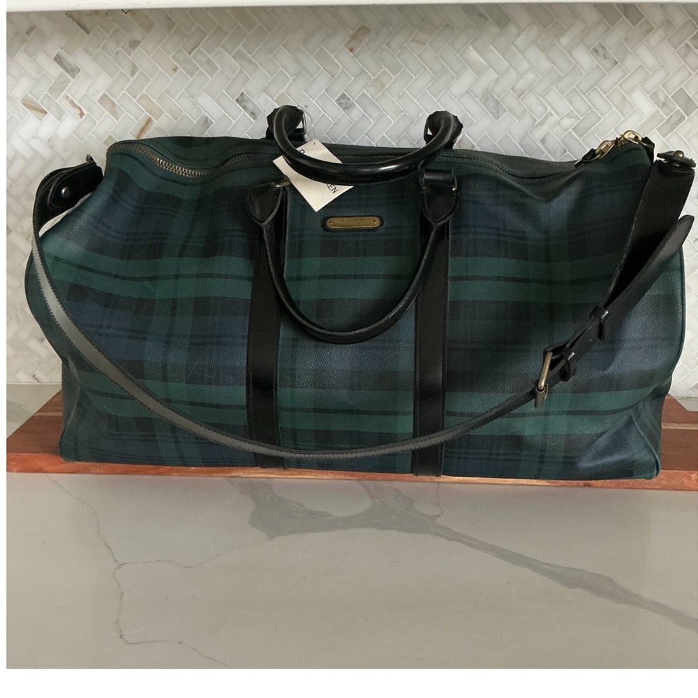 Polo by Ralph Lauren Blackwatch Black and Green Plaid Duffle Bag.  NWT. - Picture 2 of 7